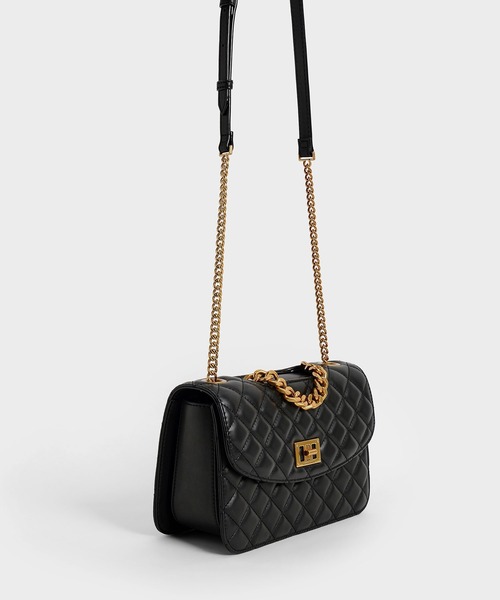 CHARLES & KEITH（チャールズ & キース）の「キルテッド クラッチ / Quilted Clutch（クラッチバッグ・レディース・ブラック/ホワイト系その他/バーガンディー/ライトベージュ・S）」の6枚目の写真