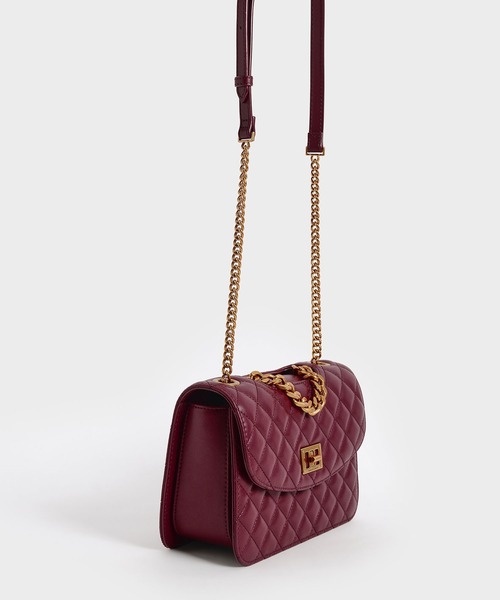 CHARLES & KEITH（チャールズ & キース）の「キルテッド クラッチ / Quilted Clutch（クラッチバッグ・レディース・ブラック/ホワイト系その他/バーガンディー/ライトベージュ・S）」の7枚目の写真