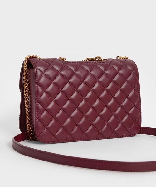 CHARLES & KEITH（チャールズ & キース）の「キルテッド クラッチ / Quilted Clutch（クラッチバッグ・レディース・ブラック/ホワイト系その他/バーガンディー/ライトベージュ・S）」の19枚目の写真