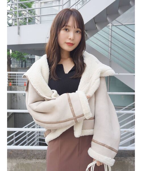 MERCURYDUO（マーキュリーデュオ）の「ショートボンバージャケット（テーラードジャケット・レディース・ベージュ/アイボリー・SMALL/MEDIUM）」の6枚目の写真