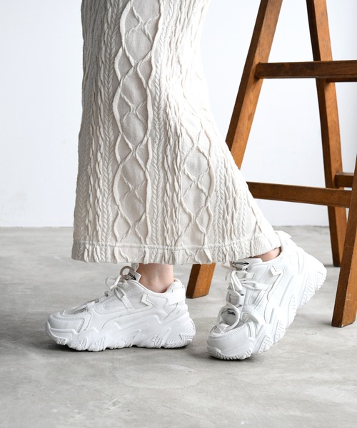 NOFALL（ノーフォール）の「ボリュームソールダッドスニーカー（スニーカー・レディース・ホワイト/ベージュ/グレー/ブラック・S/M/L/LL/3L/SS）」の9枚目の写真