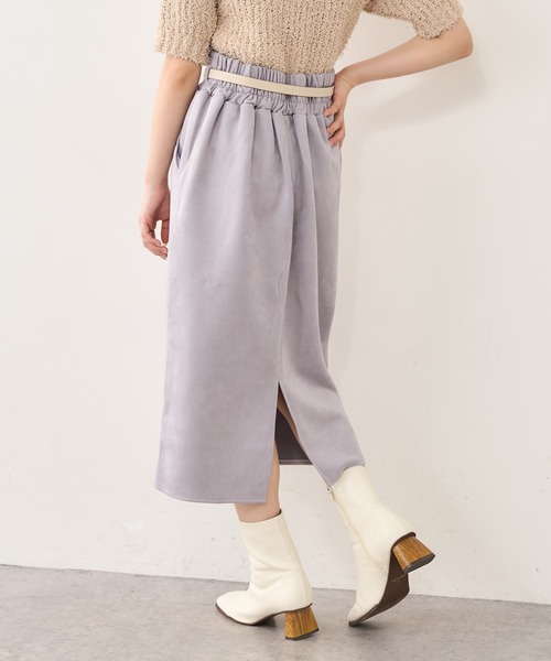 natural couture(ナチュラルクチュール)の「ベルト付きポンチスエードタイトスカート Mサイズ(スカート・レディース・アイボリー/スミクロ/その他1/パープル/その他2/サックスブルー・MEDIUM)」の13枚目の写真