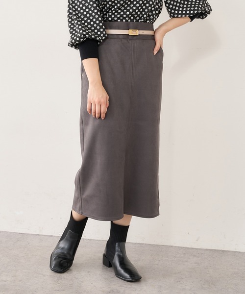 natural couture(ナチュラルクチュール)の「ベルト付きポンチスエードタイトスカート Mサイズ(スカート・レディース・アイボリー/スミクロ/その他1/パープル/その他2/サックスブルー・MEDIUM)」の10枚目の写真