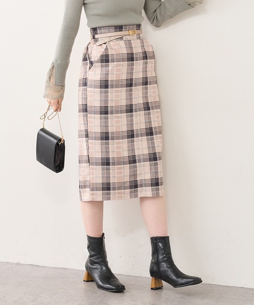 natural couture(ナチュラルクチュール)の「ベルト付きポンチスエードタイトスカート Mサイズ(スカート・レディース・アイボリー/スミクロ/その他1/パープル/その他2/サックスブルー・MEDIUM)」の20枚目の写真