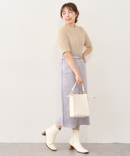 natural couture(ナチュラルクチュール)の「ベルト付きポンチスエードタイトスカート Mサイズ(スカート・レディース・アイボリー/スミクロ/その他1/パープル/その他2/サックスブルー・MEDIUM)」の15枚目の写真