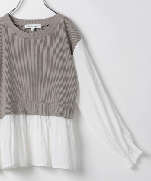 GLOBAL WORK（グローバルワーク）の「【キッズ】オシャ楽ドッキングプルオーバー長袖/959450（Tシャツ/カットソー・キッズ・ブラック/ベージュ系その他3・140cm/130cm/150cm/110cm/160cm/120cm/100cm）」の9枚目の写真