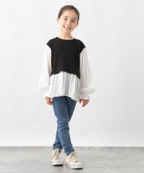 GLOBAL WORK（グローバルワーク）の「【キッズ】オシャ楽ドッキングプルオーバー長袖/959450（Tシャツ/カットソー・キッズ・ブラック/ベージュ系その他3・140cm/130cm/150cm/110cm/160cm/120cm/100cm）」の3枚目の写真