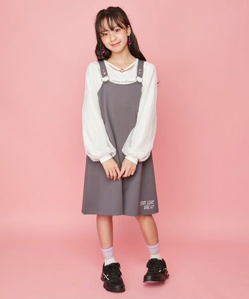 JENNI love（ジェニィラブ）の「リングストラップジャンスカ（ジャンパースカート・キッズ・ブラック/チャコールグレー/ブルー・150cm/140cm/160cm/130cm）」の4枚目の写真