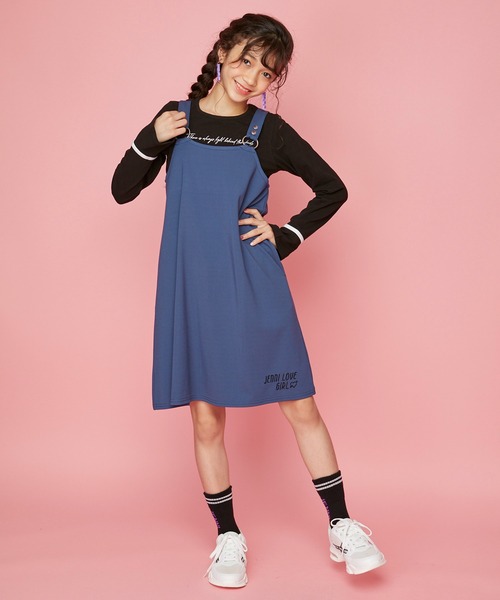 JENNI love（ジェニィラブ）の「リングストラップジャンスカ（ジャンパースカート・キッズ・ブラック/チャコールグレー/ブルー・150cm/140cm/160cm/130cm）」の15枚目の写真