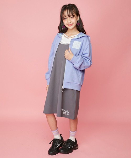 JENNI love（ジェニィラブ）の「リングストラップジャンスカ（ジャンパースカート・キッズ・ブラック/チャコールグレー/ブルー・150cm/140cm/160cm/130cm）」の8枚目の写真