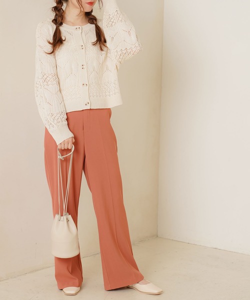 Newlyme（ニューリーミー）の「2WAYクルーネック透かし編みカーディガン（カーディガン/ボレロ・レディース・ブラック/アイボリー/ベージュ/ブラウン/ミント・XX-LARGE/X-LARGE/MEDIUM/LARGE）」の22枚目の写真