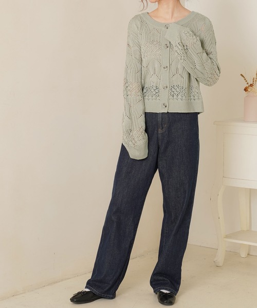 Newlyme（ニューリーミー）の「2WAYクルーネック透かし編みカーディガン（カーディガン/ボレロ・レディース・ブラック/アイボリー/ベージュ/ブラウン/ミント・XX-LARGE/X-LARGE/MEDIUM/LARGE）」の13枚目の写真