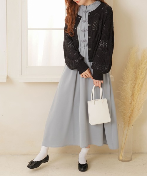 新品同様♡Reneルネ♡カメリアボタン付き　ニットパンツ　ホワイト 前後2WAYメランジニットカーディガン（トップス/カーディガン