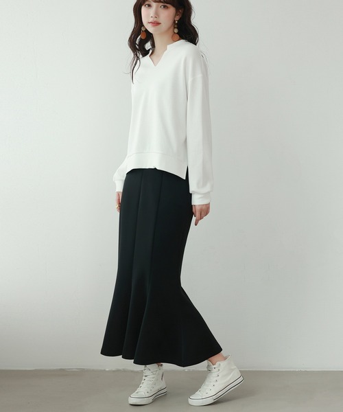 SAISON DE PAPILLON(セゾンドパピヨン)の「スキッパーネックカジュアルトレーナーカットソー(Tシャツ/カットソー・レディース・ホワイト/グレー/カーキ/ブルー/ブラック/ブラウン・S/M/L)」の12枚目の写真