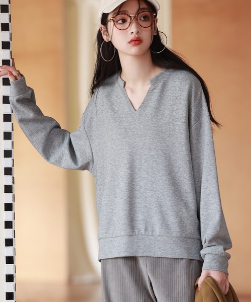 SAISON DE PAPILLON(セゾンドパピヨン)の「スキッパーネックカジュアルトレーナーカットソー(Tシャツ/カットソー・レディース・ホワイト/グレー/カーキ/ブルー/ブラック/ブラウン・S/M/L)」の17枚目の写真