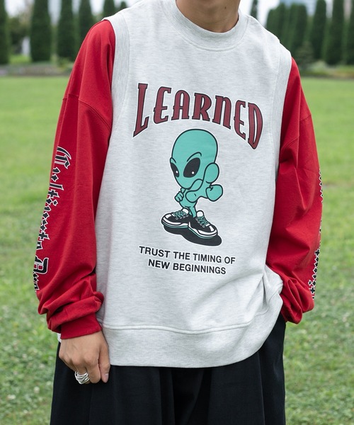 kutir(クティール)の「スウェットプリントベスト(ベスト・メンズ・杢グレー/ダークグリーン/ブラック・MEDIUM/LARGE)」の13枚目の写真