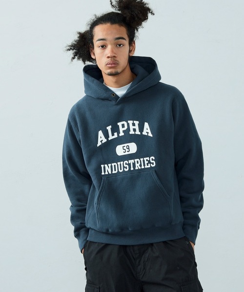 Alpha Industries（アルファインダストリーズ）の「ヴィンテージパーカースウェット（パーカー・メンズ・ブラック/ヘザーグレー/ネイビー・MEDIUM/LARGE/X-LARGE）」の3枚目の写真
