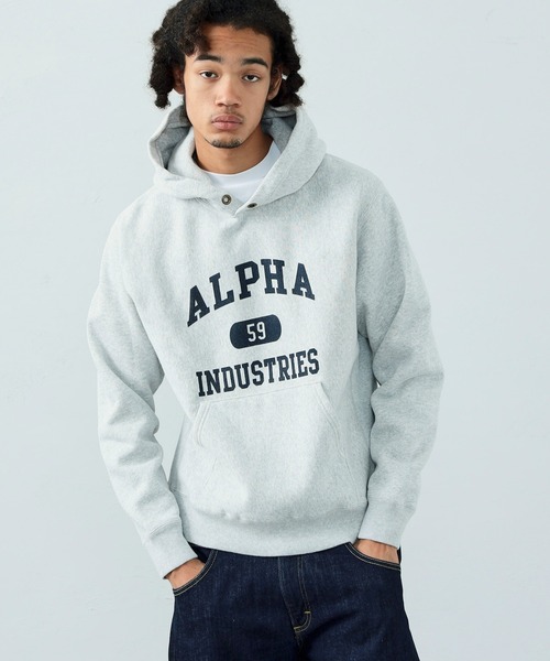 Alpha Industries（アルファインダストリーズ）の「ヴィンテージパーカースウェット（パーカー・メンズ・ブラック/ヘザーグレー/ネイビー・MEDIUM/LARGE/X-LARGE）」の2枚目の写真