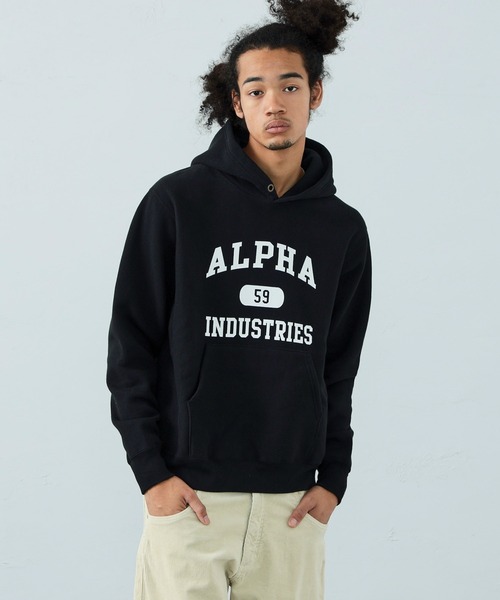 Alpha Industries（アルファインダストリーズ）の「ヴィンテージパーカースウェット（パーカー・メンズ・ブラック/ヘザーグレー/ネイビー・MEDIUM/LARGE/X-LARGE）」の4枚目の写真