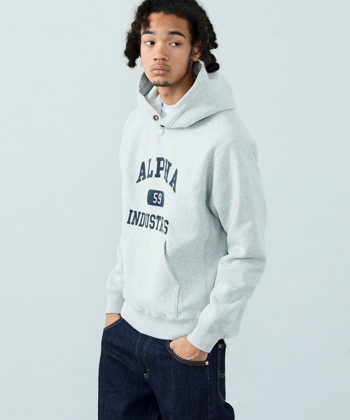 Alpha Industries（アルファインダストリーズ）の「ヴィンテージパーカースウェット（パーカー・メンズ・ブラック/ヘザーグレー/ネイビー・MEDIUM/LARGE/X-LARGE）」の8枚目の写真