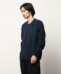 ポリモール変形カノコ編みクルーネックニットセーター