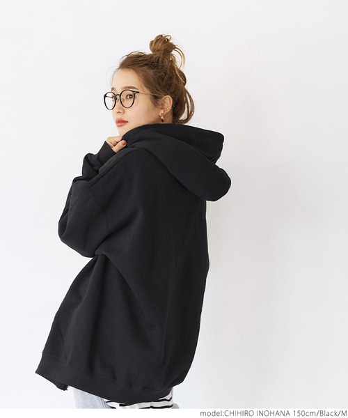 coca（coca）（コカ）の「たっぷりシルエット裏起毛ジップアップパーカー（パーカー・レディース・ブラック/グレー・M/L）」の17枚目の写真