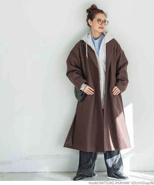 coca（coca）（コカ）の「たっぷりシルエット裏起毛ジップアップパーカー（パーカー・レディース・ブラック/グレー・M/L）」の8枚目の写真