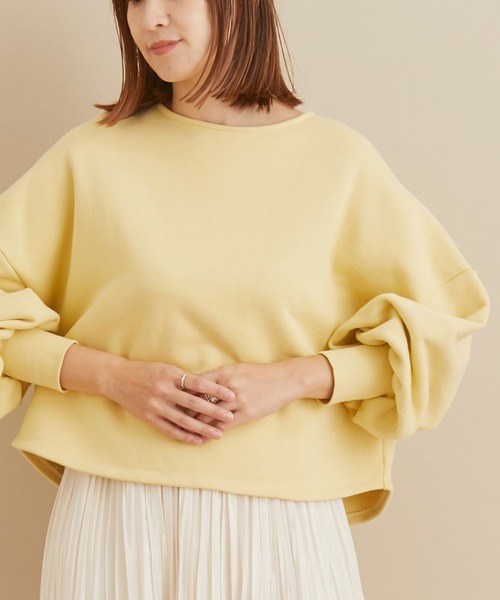 SALON adam et rope'（サロン アダム エ ロペ）の「【WEB限定】袖ボリュームクロップドプルオーバー（Tシャツ/カットソー・レディース・ブラック/ブルー系その他4/イエロー・FREE）」の3枚目の写真