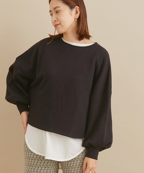 SALON adam et rope'（サロン アダム エ ロペ）の「【WEB限定】袖ボリュームクロップドプルオーバー（Tシャツ/カットソー・レディース・ブラック/ブルー系その他4/イエロー・FREE）」の7枚目の写真