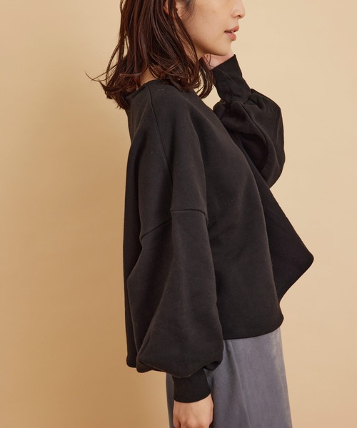 SALON adam et rope'（サロン アダム エ ロペ）の「【WEB限定】袖ボリュームクロップドプルオーバー（Tシャツ/カットソー・レディース・ブラック/ブルー系その他4/イエロー・FREE）」の5枚目の写真