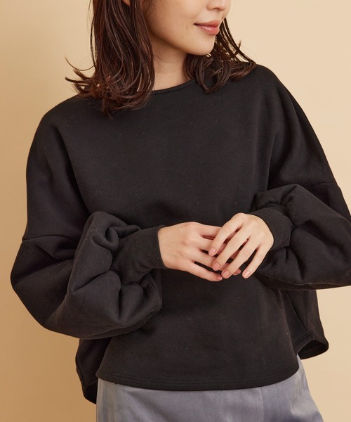 SALON adam et rope'（サロン アダム エ ロペ）の「【WEB限定】袖ボリュームクロップドプルオーバー（Tシャツ/カットソー・レディース・ブラック/ブルー系その他4/イエロー・FREE）」の6枚目の写真