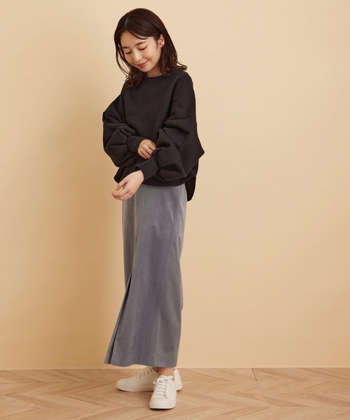 SALON adam et rope'（サロン アダム エ ロペ）の「【WEB限定】袖ボリュームクロップドプルオーバー（Tシャツ/カットソー・レディース・ブラック/ブルー系その他4/イエロー・FREE）」の9枚目の写真