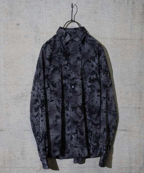 GLOVE HOUSE（グローブハウス）の「【a】国産/日本製　ソフトポリエステル総柄シャツ/とろみシャツ（シャツ/ブラウス・メンズ・ブラウン/ネイビー系2/ネイビー/パープル系その他/パープル/グレー系その他/ホワイト/グレー・LARGE/MEDIUM）」の3枚目の写真