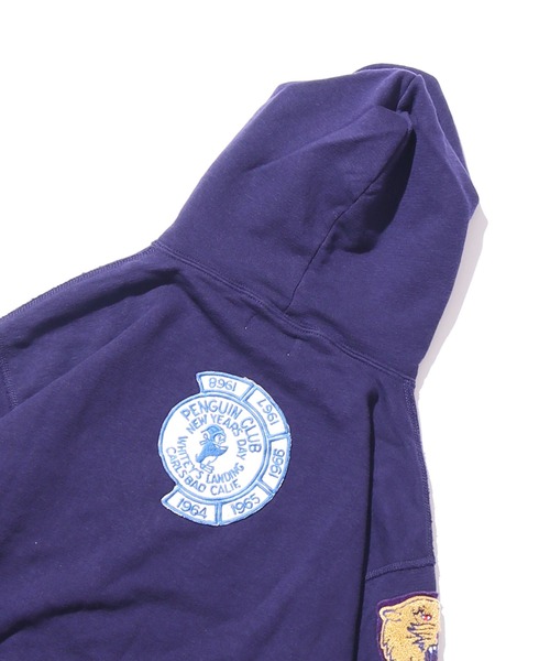 DENIM DUNGAREE（デニムダンガリー）の「DENIM DUNGAREE/ビンテージ トンプキン裏毛 23パーカー 刺繍パッチ サガラ刺繍パッチ アメカジ（パーカー・キッズ・ネイビー/グレー・140/130）」の5枚目の写真