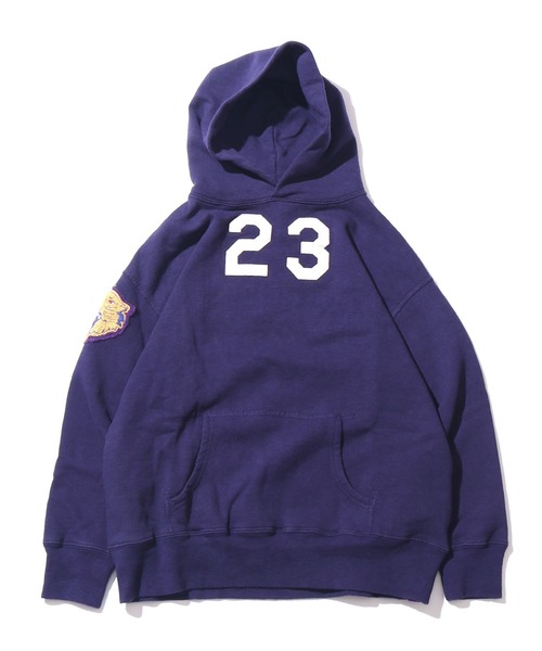 DENIM DUNGAREE（デニムダンガリー）の「DENIM DUNGAREE/ビンテージ トンプキン裏毛 23パーカー 刺繍パッチ サガラ刺繍パッチ アメカジ（パーカー・キッズ・ネイビー/グレー・140/130）」の20枚目の写真