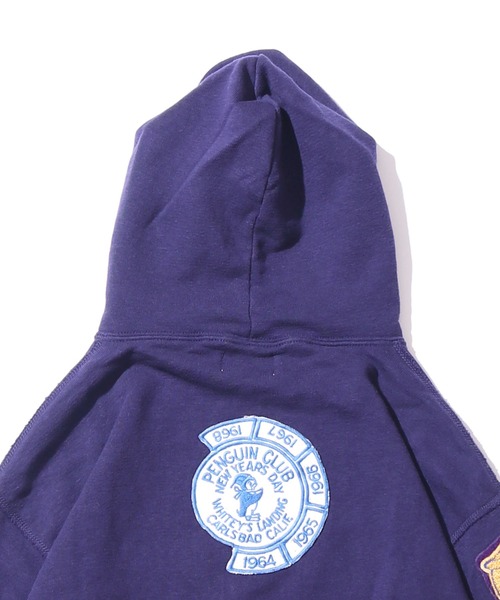 DENIM DUNGAREE（デニムダンガリー）の「DENIM DUNGAREE/ビンテージ トンプキン裏毛 23パーカー 刺繍パッチ サガラ刺繍パッチ アメカジ（パーカー・キッズ・ネイビー/グレー・140/130）」の4枚目の写真