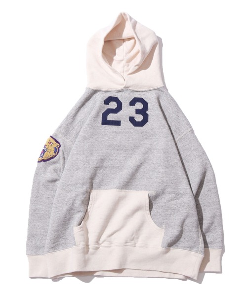 DENIM DUNGAREE（デニムダンガリー）の「DENIM DUNGAREE/ビンテージ トンプキン裏毛 23パーカー 刺繍パッチ サガラ刺繍パッチ アメカジ（パーカー・キッズ・ネイビー/グレー・140/130）」の21枚目の写真