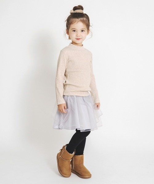 BRANSHES(ブランシェス)の「【あったか】レギンス付きチュール裏起毛スカート(スカート・キッズ・ピンクベージュ/ライトグレー・140/120/90/100/110/130/150)」の7枚目の写真