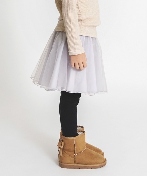 BRANSHES(ブランシェス)の「【あったか】レギンス付きチュール裏起毛スカート(スカート・キッズ・ピンクベージュ/ライトグレー・140/120/90/100/110/130/150)」の4枚目の写真