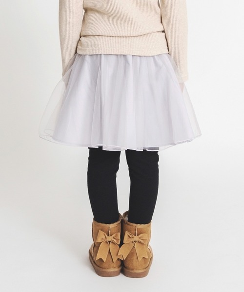 BRANSHES(ブランシェス)の「【あったか】レギンス付きチュール裏起毛スカート(スカート・キッズ・ピンクベージュ/ライトグレー・140/120/90/100/110/130/150)」の5枚目の写真