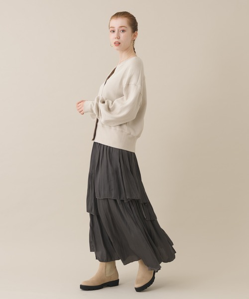 CLOCHE(クロシェ)の「cloche ラゲットリブカーディガン(カーディガン/ボレロ・レディース・チャコールグレー/アイボリー/ブルー・FREE)」の11枚目の写真