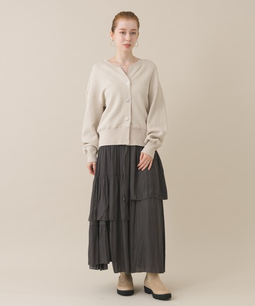 CLOCHE(クロシェ)の「cloche ラゲットリブカーディガン(カーディガン/ボレロ・レディース・チャコールグレー/アイボリー/ブルー・FREE)」の8枚目の写真