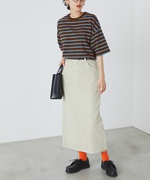 forksy. | 半袖配色リブオーバーサイズボーダーカットソー/マルチボーダー(Tシャツ/カットソー)