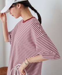 forksy. | 半袖配色リブオーバーサイズボーダーカットソー/マルチボーダー(Tシャツ/カットソー)