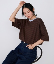 forksy.（フォルクシー）の「【forksy.】半袖配色リブオーバーサイズボーダーカットソー マルチボーダー（Tシャツ/カットソー）」