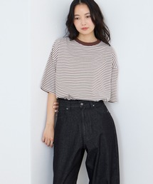 forksy.（フォルクシー）の「【forksy.】半袖配色リブオーバーサイズボーダーカットソー マルチボーダー（Tシャツ/カットソー）」