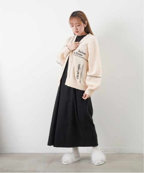 blanc basque(ブランバスク)の「BLANC basque ブランバスク 太糸ハンドステッチ×ロゴ入りニット(カーディガン/ボレロ・レディース・ブラック/グリーン/アイボリー・M(38))」の7枚目の写真