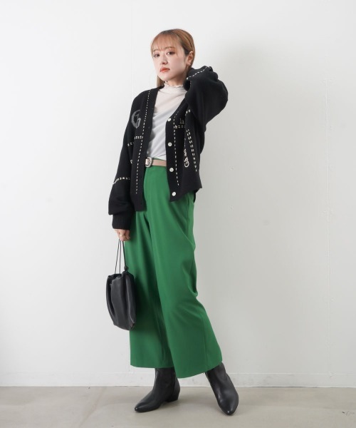blanc basque(ブランバスク)の「BLANC basque ブランバスク 太糸ハンドステッチ×ロゴ入りニット(カーディガン/ボレロ・レディース・ブラック/グリーン/アイボリー・M(38))」の13枚目の写真