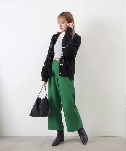blanc basque(ブランバスク)の「BLANC basque ブランバスク 太糸ハンドステッチ×ロゴ入りニット(カーディガン/ボレロ・レディース・ブラック/グリーン/アイボリー・M(38))」の14枚目の写真