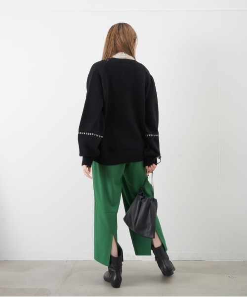blanc basque(ブランバスク)の「BLANC basque ブランバスク 太糸ハンドステッチ×ロゴ入りニット(カーディガン/ボレロ・レディース・ブラック/グリーン/アイボリー・M(38))」の15枚目の写真